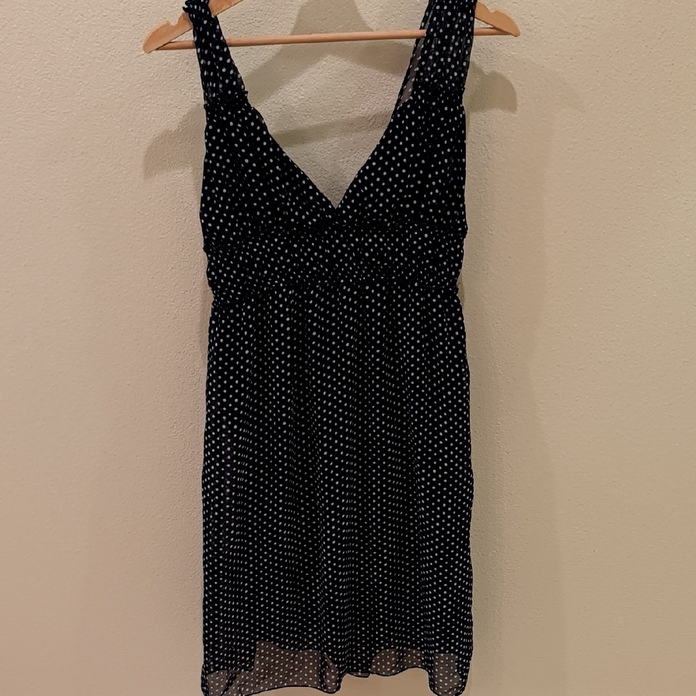 Navy and White Polka Dot Mini Dress